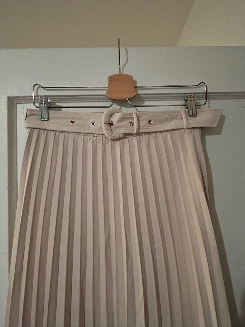 Zara Sueded Pleated Belted Midi Skirt